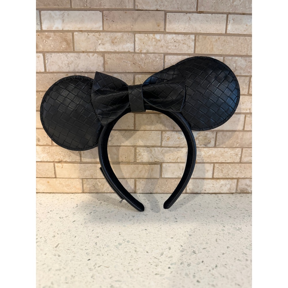 Disney Mickey Mouse Black Faux Leather Padded Ears Headband